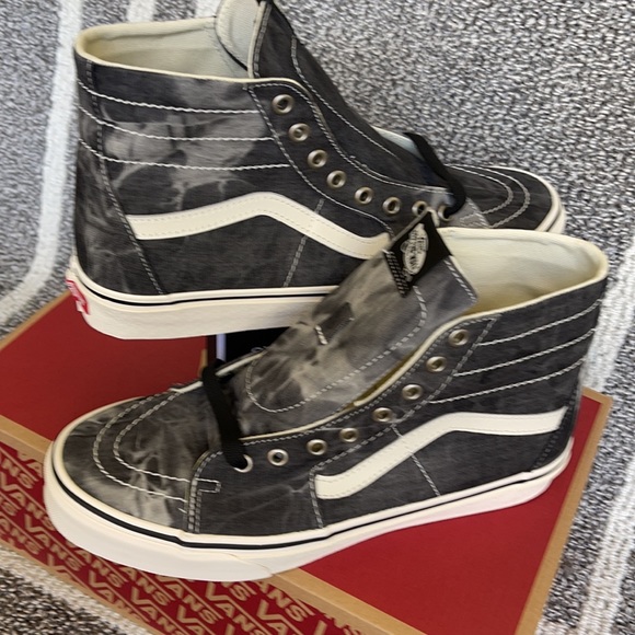 Vans Sk8-Hi Tapered Denim Destroy Black Marshmallow MENS - Picture 11 of 16